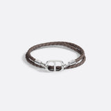 CD Icon Woven Leather Double Bracelet