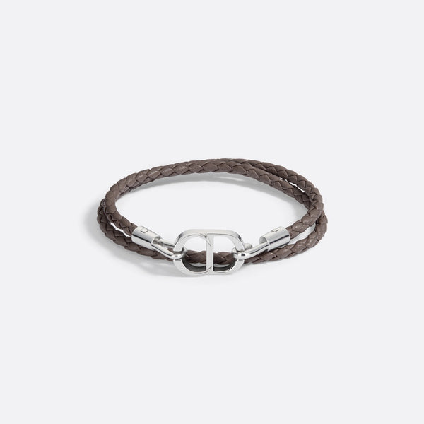 CD Icon Woven Leather Double Bracelet