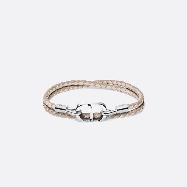 CD Icon Woven Leather Double Bracelet