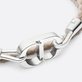 CD Icon Woven Leather Double Bracelet