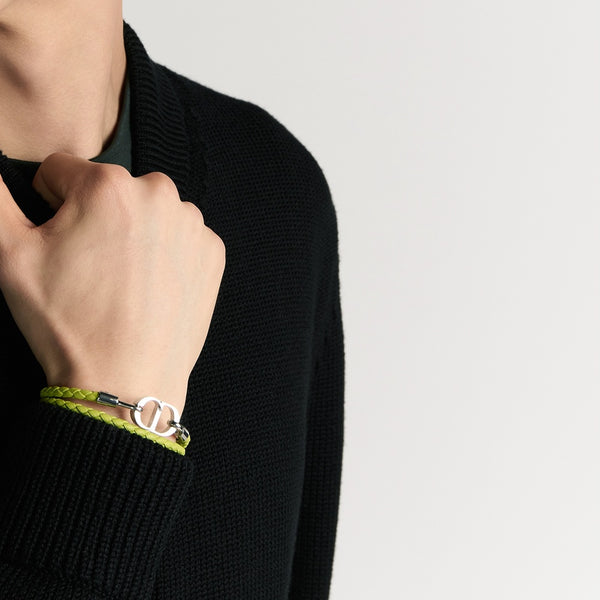 CD Icon Woven Leather Double Bracelet