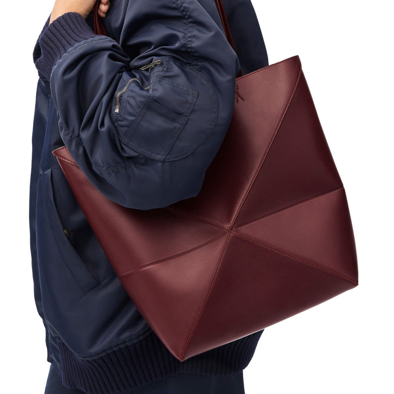 Medium Puzzle Fold tote in shiny calfskin