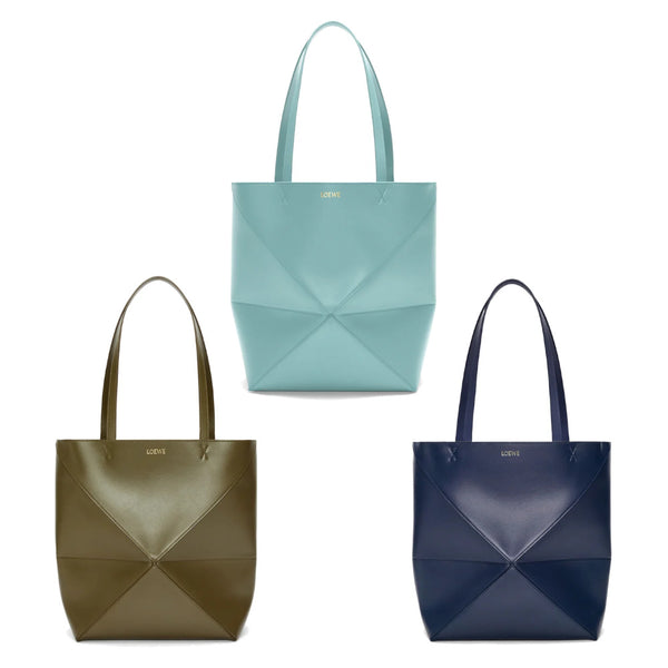 Medium Puzzle Fold tote in shiny calfskin