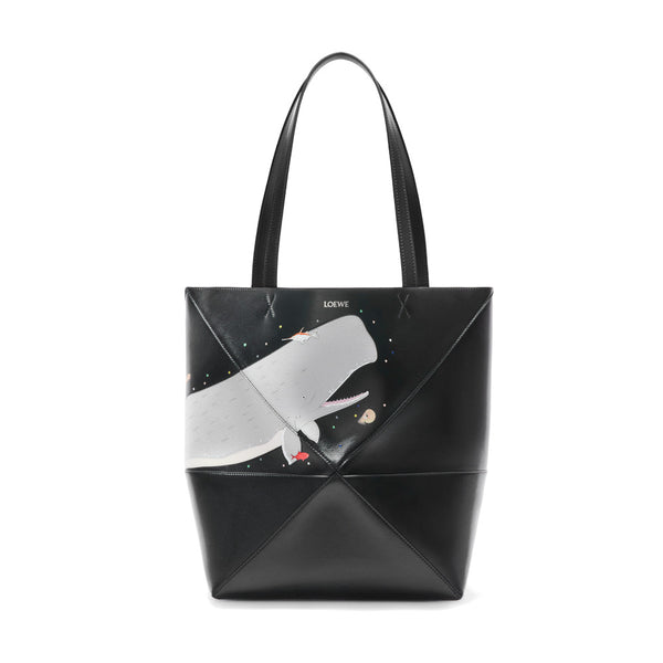 Whale large Puzzle Fold tote in shiny calfskin