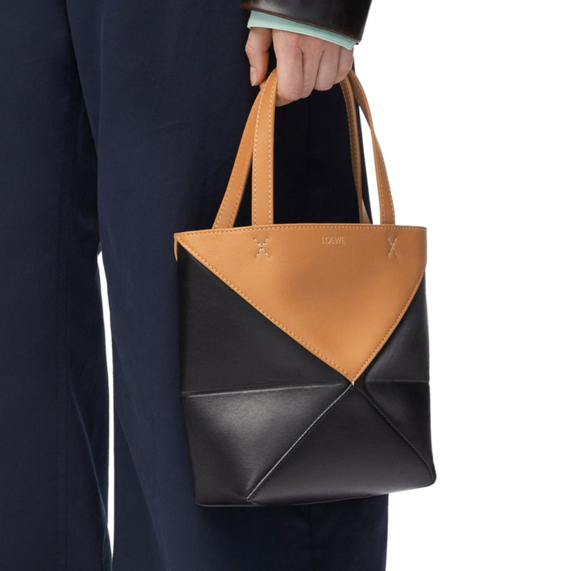 Mini Puzzle Fold Tote in shiny calfskin