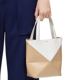 Mini Puzzle Fold Tote in shiny calfskin