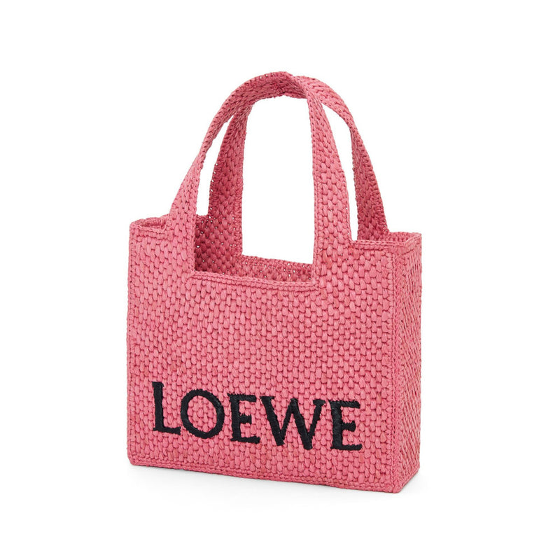 Mini LOEWE Font Tote in raffia