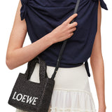 Mini LOEWE Font Tote in raffia