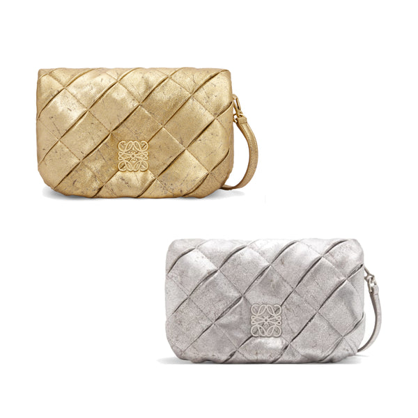 Mini Puffer Goya bag in pleated metallic leather