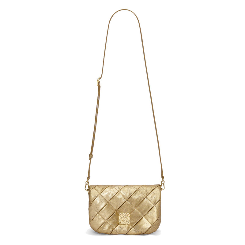 Mini Puffer Goya bag in pleated metallic leather