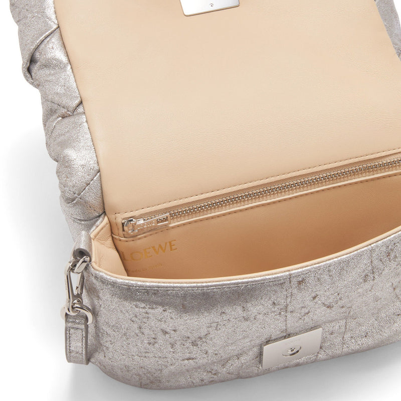 Mini Puffer Goya bag in pleated metallic leather