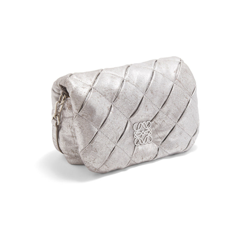 Mini Puffer Goya bag in pleated metallic leather