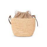 Pochette bag in raffia and calfskin