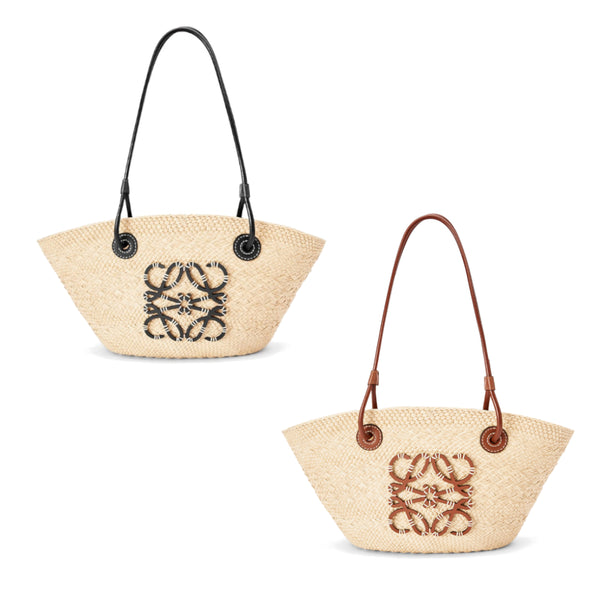 Medium Anagram Basket bag in iraca palm and calfskin