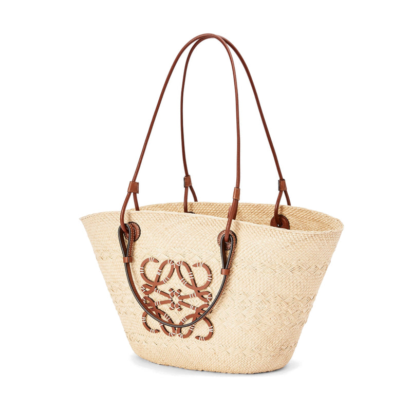 Medium Anagram Basket bag in iraca palm and calfskin