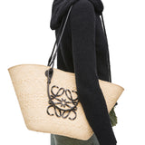 Medium Anagram Basket bag in iraca palm and calfskin