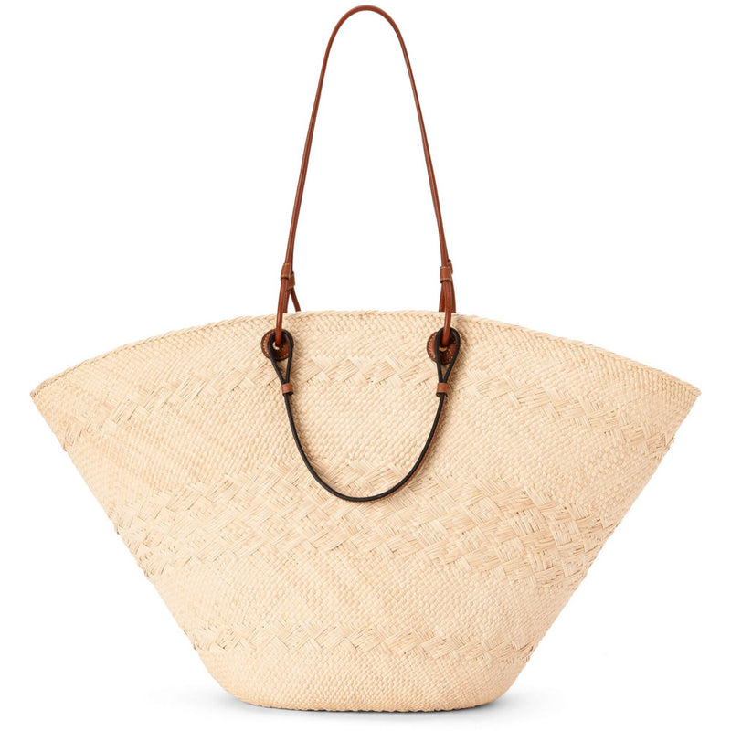 Large Anagram Basket bag in iraca palm and calfskin