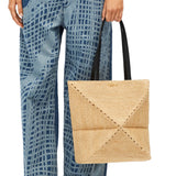 Puzzle Fold Tote in raffia