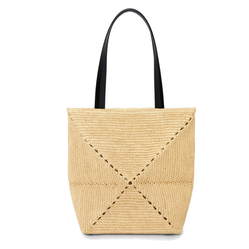 Puzzle Fold Tote in raffia