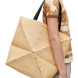 XL Puzzle Fold Tote in raffia