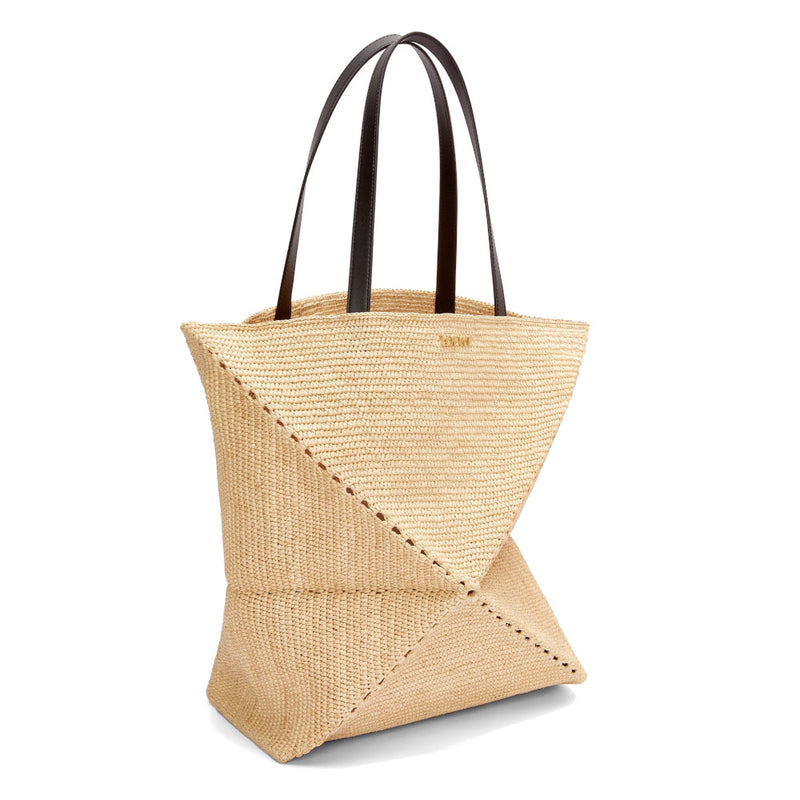 XL Puzzle Fold Tote in raffia