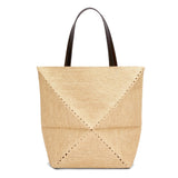 XL Puzzle Fold Tote in raffia