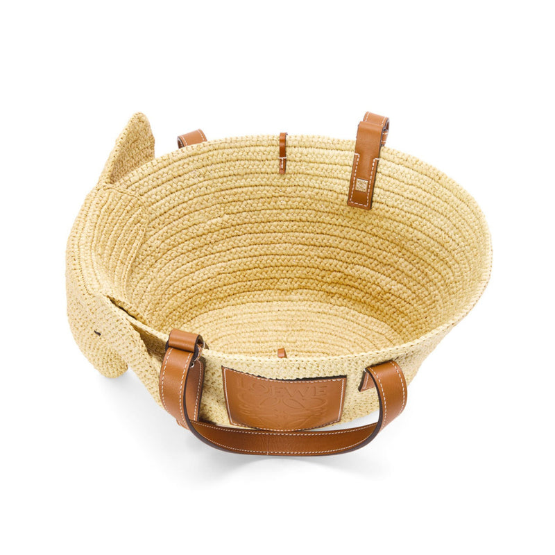 Small Elephant basket in raffia and calfskin