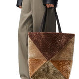 Large Puzzle Fold tote in shearling