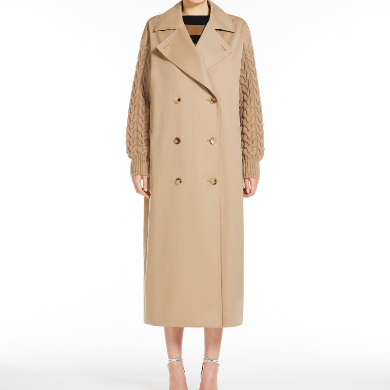 Water-repellent gabardine trench coat