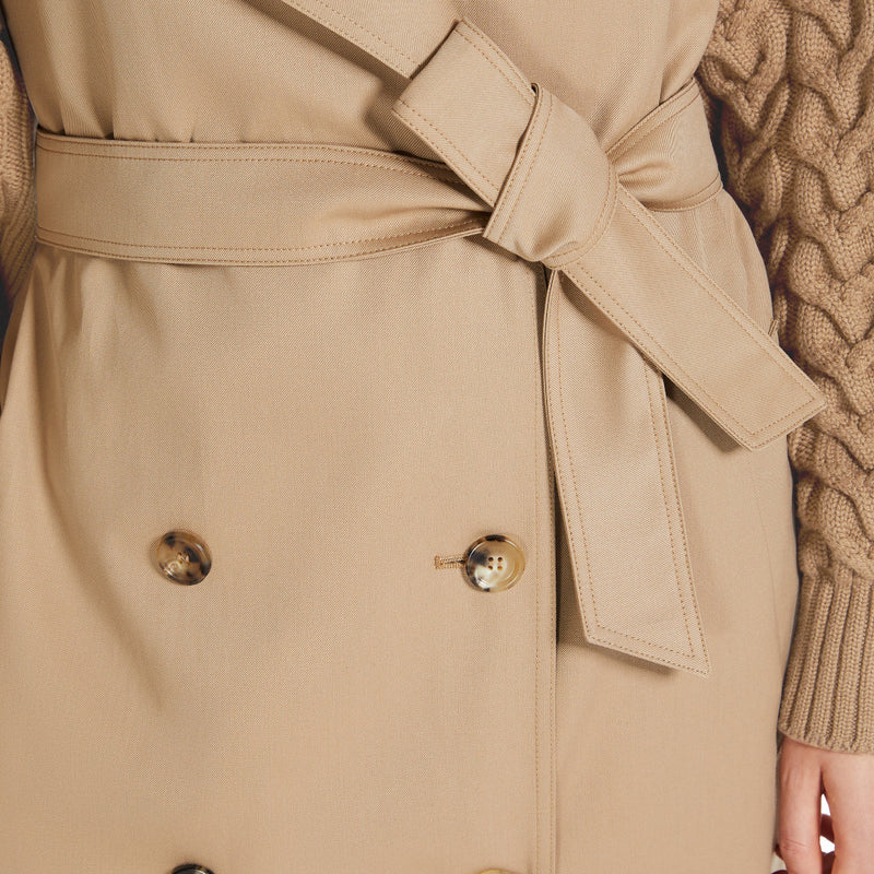 Water-repellent gabardine trench coat