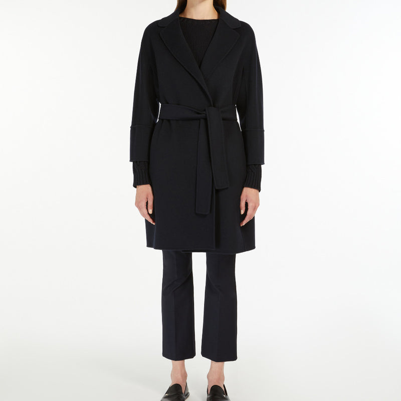 Double-faced short wool coat