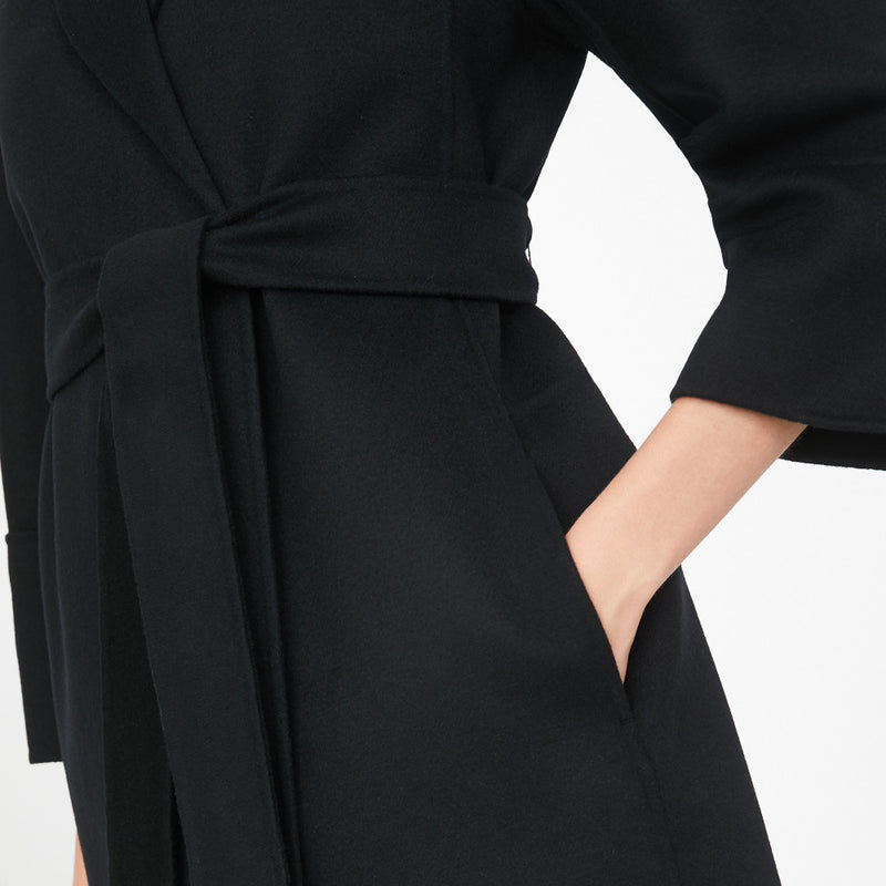 Double-faced short wool coat