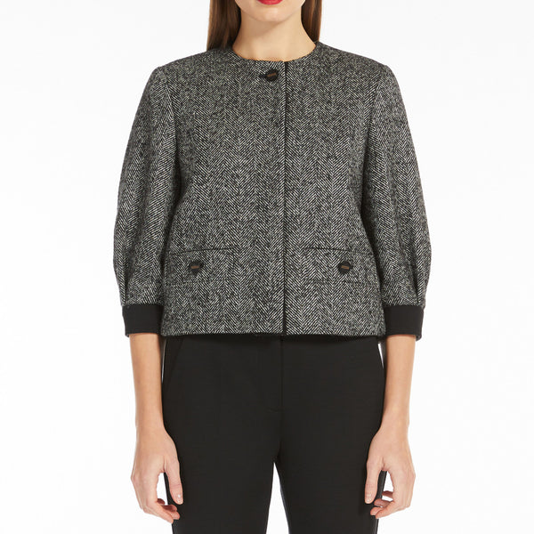 Cropped jacket in chevron wool