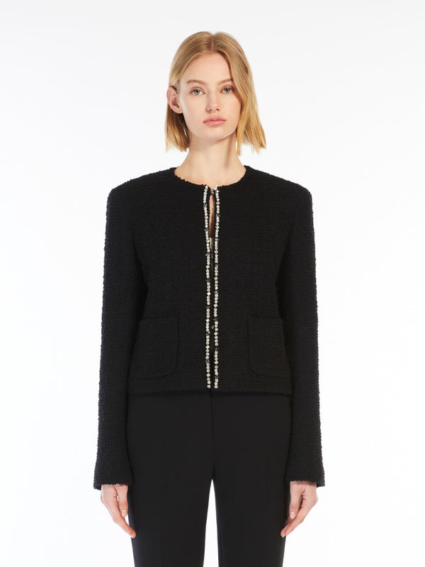 Crew-neck bouclé jacket