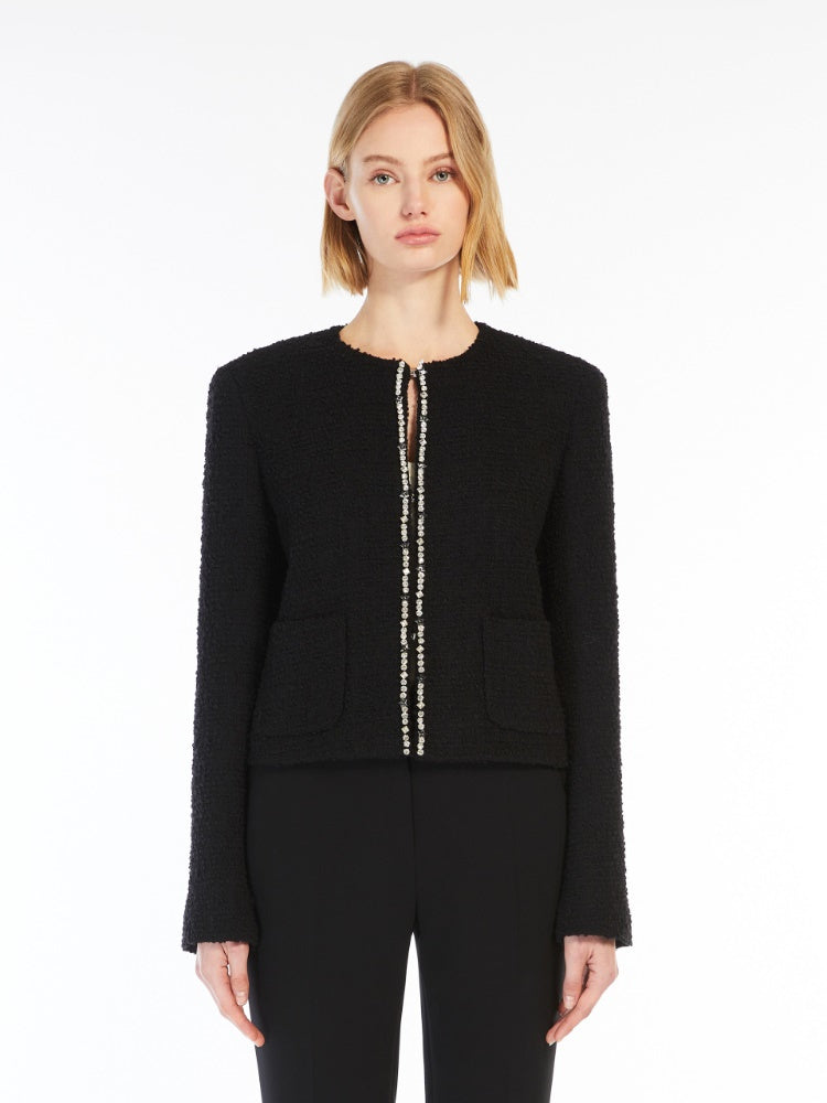 Crew-neck bouclé jacket