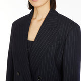 Pinstriped wool double-breasted blazer