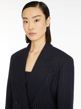 Pinstriped wool double-breasted blazer