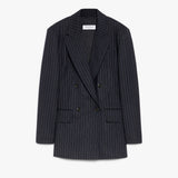 Pinstriped wool double-breasted blazer