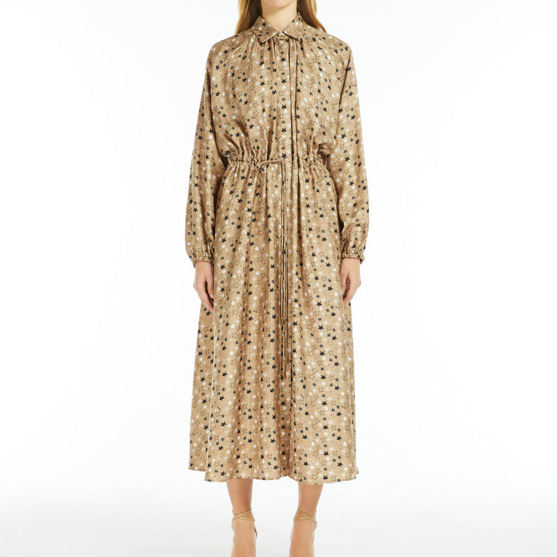 Printed twill shirt dress