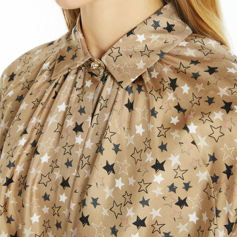 Printed twill shirt dress