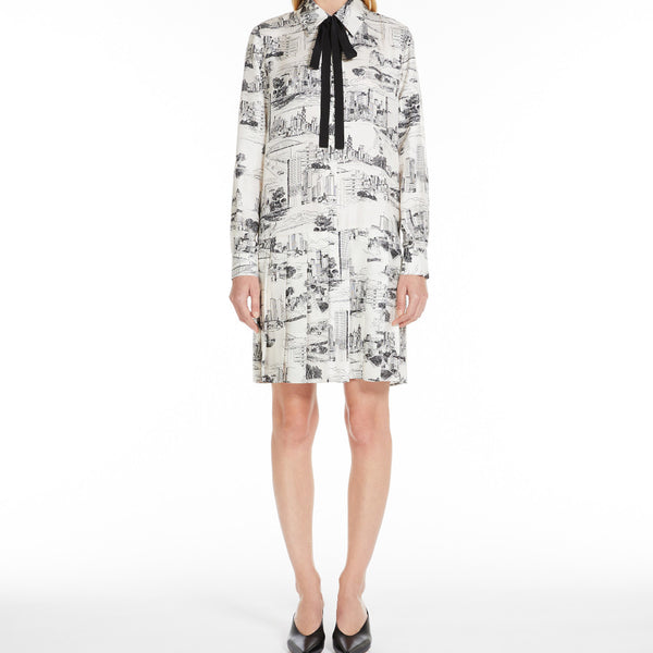 Printed twill shirt dress