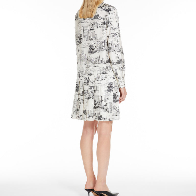 Printed twill shirt dress