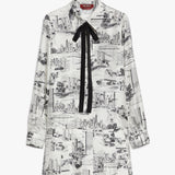 Printed twill shirt dress