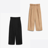 Wide-fit gabardine trousers