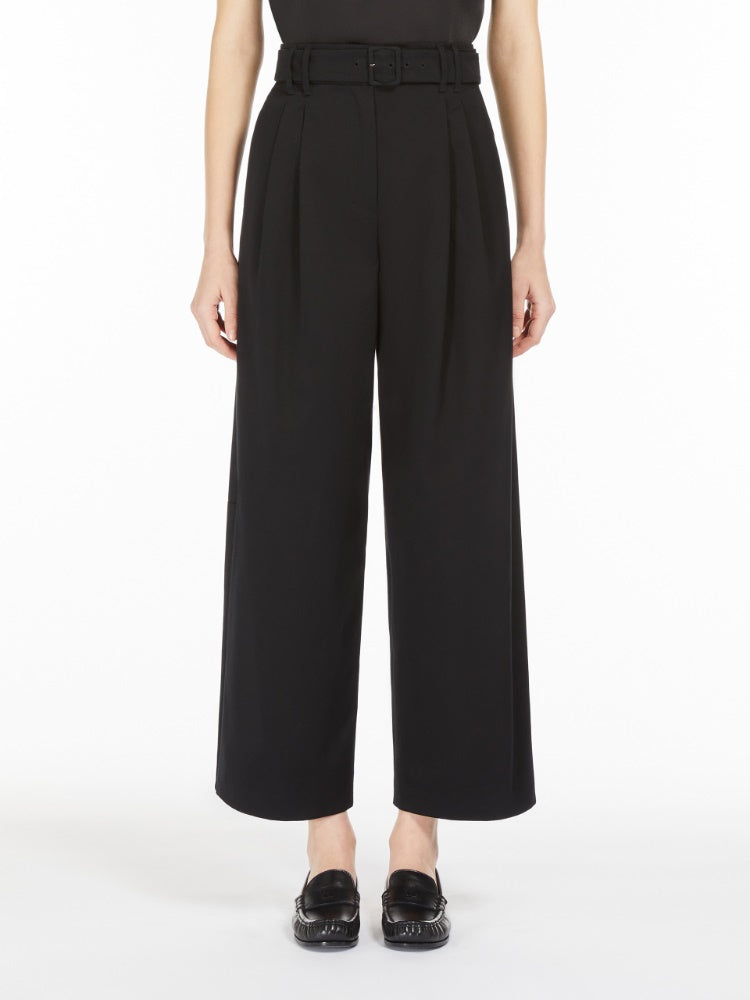 Wide-fit gabardine trousers