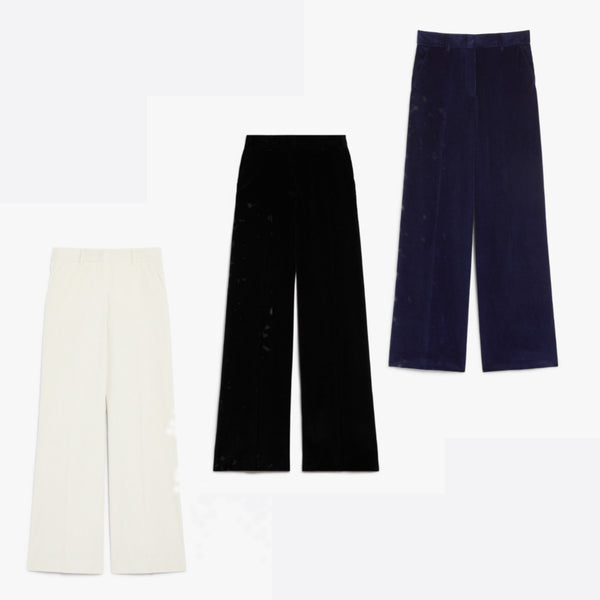 Wide-leg velvet trousers