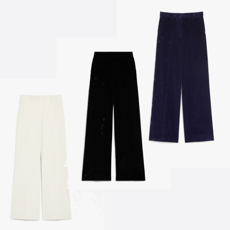 Wide-leg velvet trousers