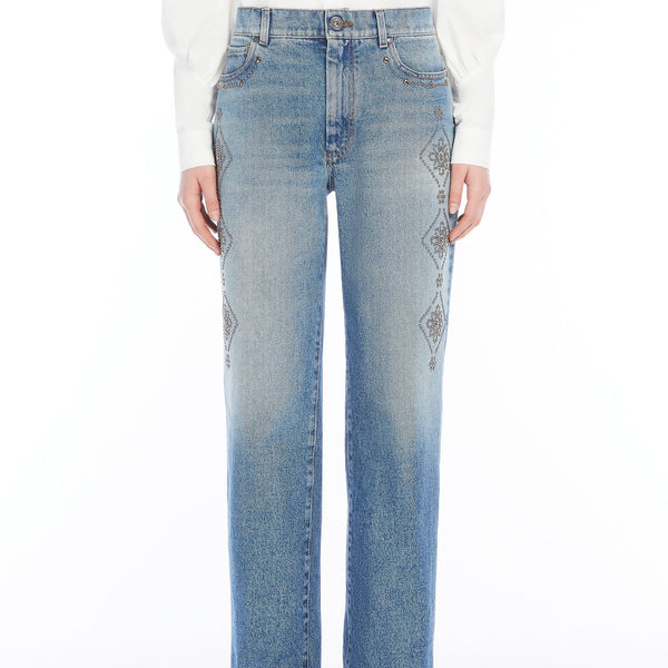 Regular-fit embroidered denim jeans