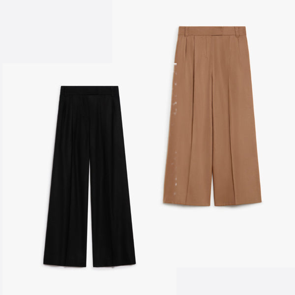 Flannel wide-leg trousers