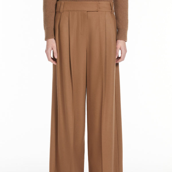 Flannel wide-leg trousers